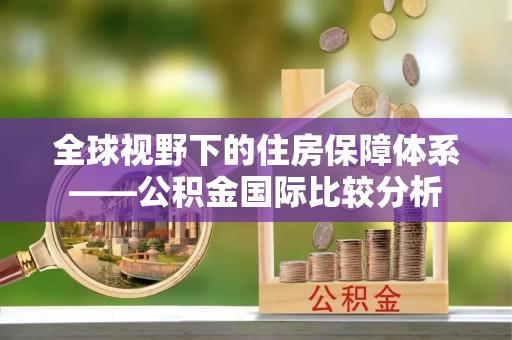 云霄全球视野下的住房保障体系——公积金国际比较分析