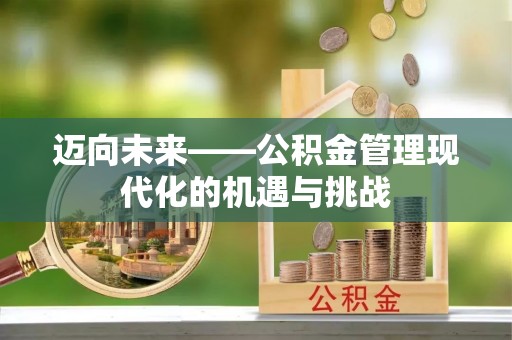 云霄迈向未来——公积金管理现代化的机遇与挑战